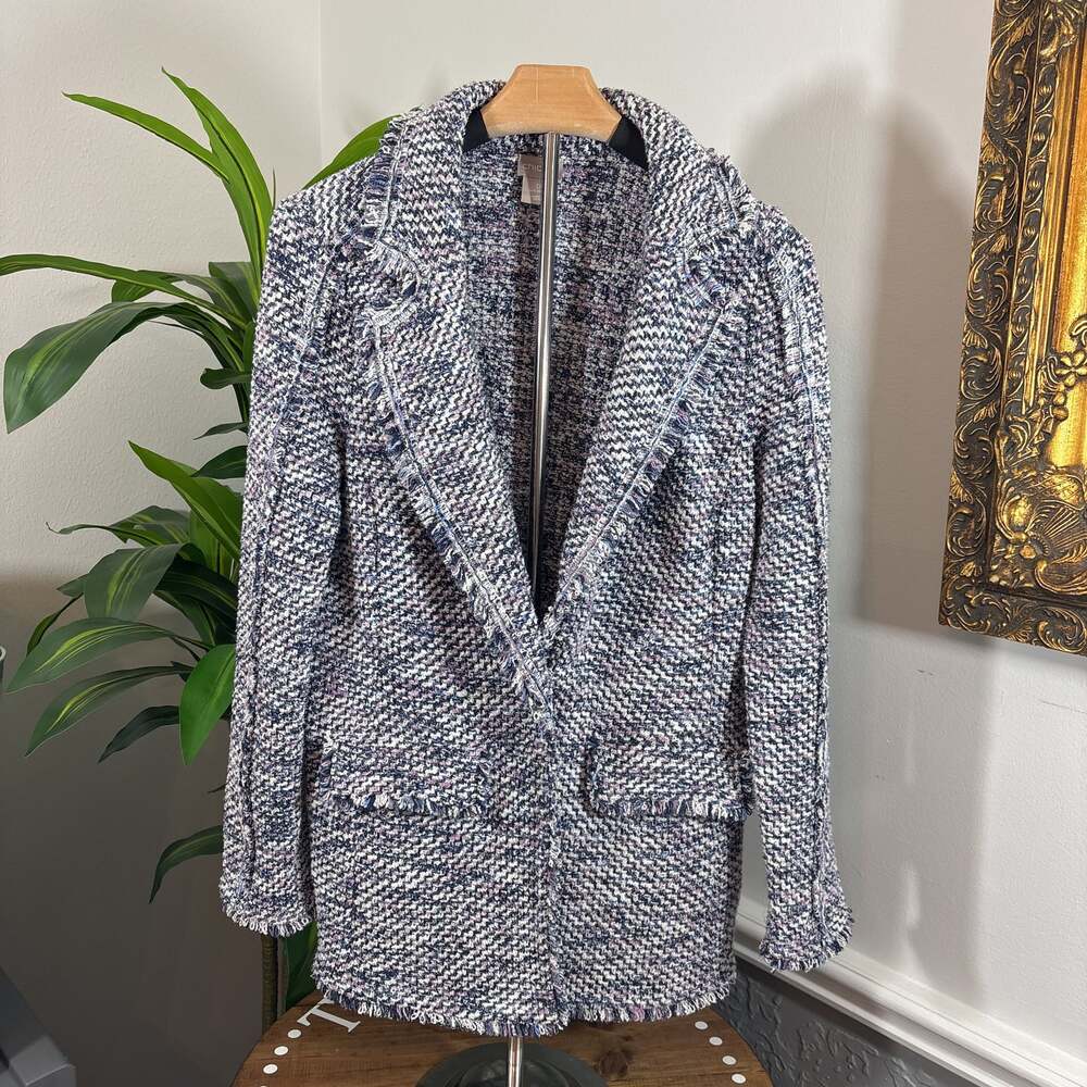 Chico's Tweed Cool Toned Structured Notched-Collar Blazer - Sz 0 or US Sz S